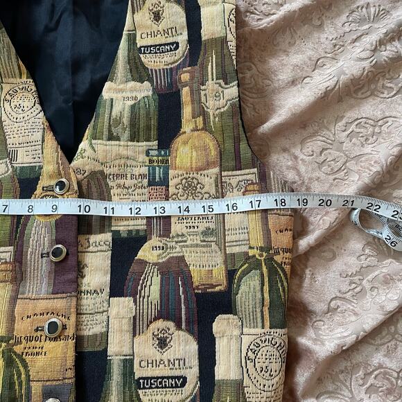Vintage‎ wine bottle pattern tapestry vest size medium - Picture 5 of 6